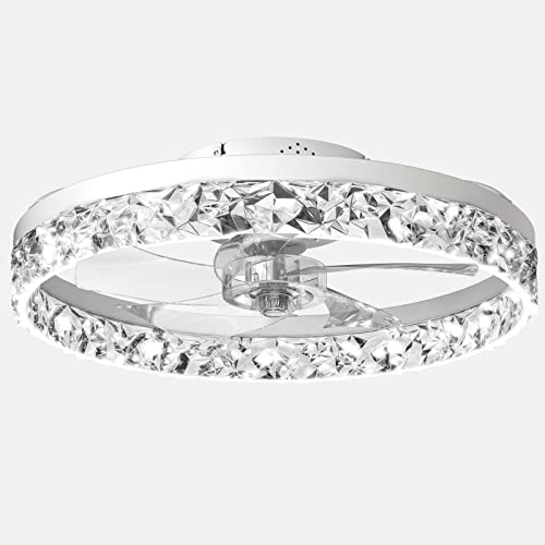 DAFOLOGIA Low Profile Ceiling Fans with Lights and Remote, Stylish 19.7 inches Dimmable Flush Mount Ceiling Fan, Enhancing Room Decor, Stepless Color Temperature Change, and 6 Speeds - White