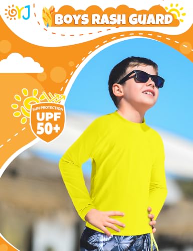 Image of Boys Rash Guard Swim Shirt Long Sleeve Rashguard UPF+ 50 SPF Sun Water Surfing Shirts for Toddler Kids Youth Teen 2T-16Y