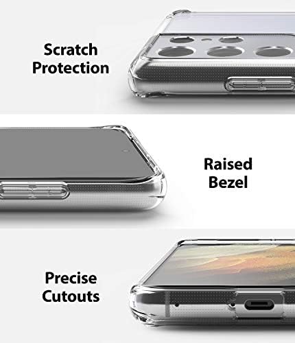 Ringke Fusion Case Compatible with Samsung Galaxy S21 Ultra (6.8-Inch), Hard Back Shockproof Soft TPU Clear Bumper Phone Case - Transparent