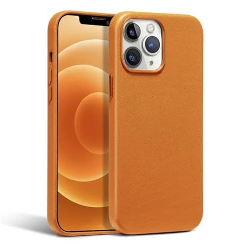 iPhone 14 Pro Max étui magnétique en cuir de luxe marron doré ENILSA
