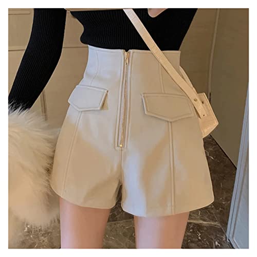 Shorts en cuir de glissière taille haute amples pour femmes actives