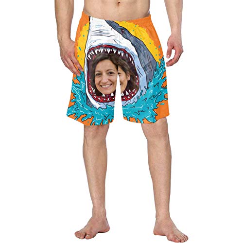 Faces Customized Men's Print Swim Trunks Photo Shark Quick Dry Beach Shorts2