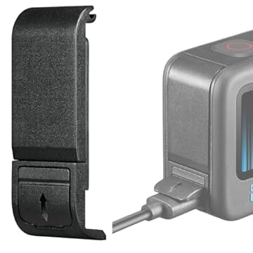 Enzemit Tampa de bateria de substituição para porta lateral para GoPro Hero 13/12/11/10/9/acessórios, tampa de porta de bateria removível com porta de carregamento tipo C, peça de reparo, acessórios