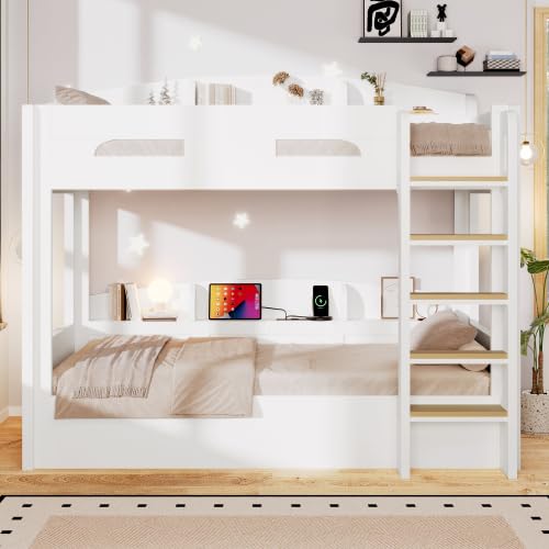 Cama alta de 90 x 200 cm para niños litera de madera maciza con base de cama blanca