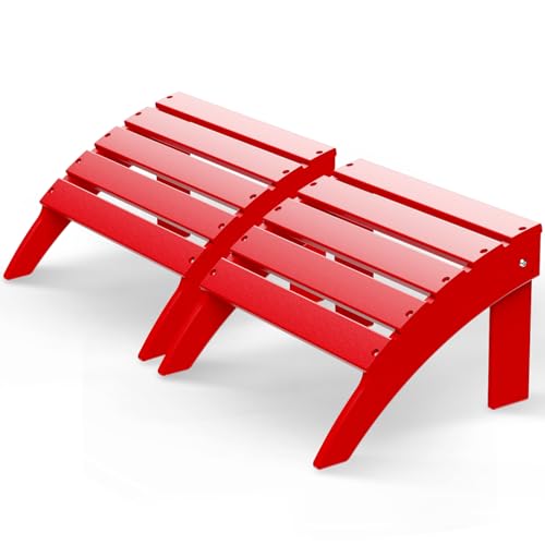 GREENVINES Adirondack-Ottoman | Set of 2 | HDPE Plastic | Outdoor Footrest | All Weather | Foot Rest | Foot Stool | Red | for Adirondack Chair | for P