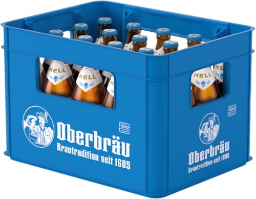Oberbräu Hell, mild süffiges Helles Bier aus Bayern Flaschenbier, MEHRWEG im Kasten, 20er Kiste (20 x 0.5 l)