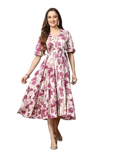 Image of Stylum Women's Floral Printed Cotton Flared Dress