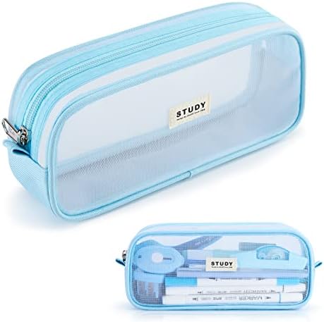 KALIDI Clear Pencil Case Large Pen Bag Stationery Pouch Cosmestic Make up Bag for Student School College Office