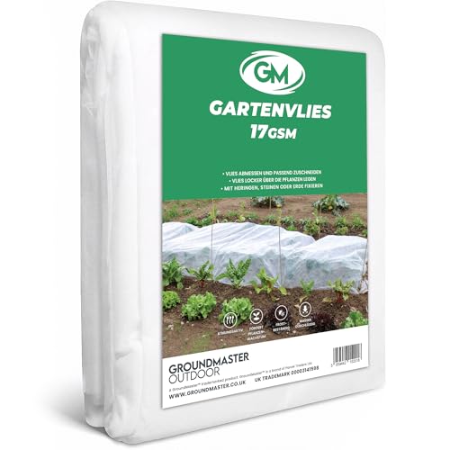 GroundMaster Gartenvlies Wasserdurchlässig 2 x 10 M / 17GSM - Pflanzen Frostschutz Vlies für Hochbeet & Pflanzen - Atmungsaktives & UV-Beständiges Pflanzenschutznetz - Pflanzenvlies Winterschutz
