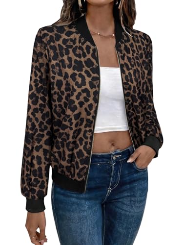 Veste bomber Y2k femme léopard veste de baseball de loisirs d'automne GORGLITTER