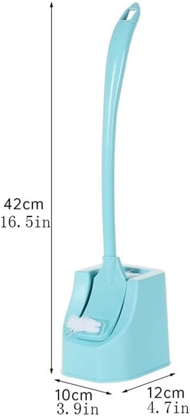 Bathroom Toilet Brush Square Blue Toilet Brush Holder Set with Base Double Sided Brush Head Plastic Toilet Brush Curved Long Handle Toilet Brush Toilet Brush Holder