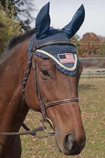 Paris Tack Patriotic American Flag Crochet Horse Fly Veil Ear Bonnet
