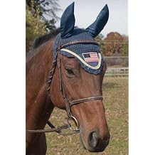 Paris Tack Patriotic American Flag Crochet Horse Fly Veil Ear Bonnet