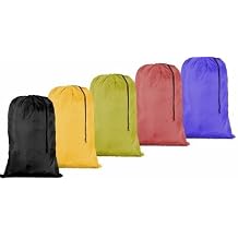 HomeLux Large 30 X 40 Inch Heavy Duty Nylon Laundry Bag with Drawstring Slip Lock Closure, Set of 12!!! Assorted Colors and Designs