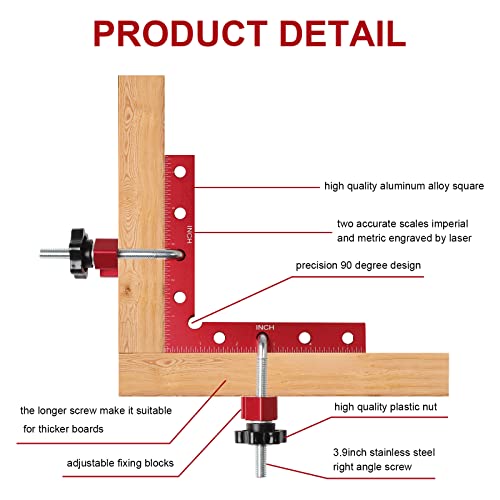 Rumansen 90 Degree Clamping Squares Woodworking Corner Clamps Square Carpenter Clamping Aluminum Alloy Right Angle Clamp 5.5"X5.5" (140Mmx140Mm) For Woodworking Frame Box Cabinets Drawers-4 Pack #TOP5