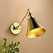 BAYCHEER Industrial Vintage Wall Sconce Wall Lamp Light Fixture with Cone Shade for Indoor Bar Warehouse Hallway Restaurant with E26 Light Bulb Socket, Gold