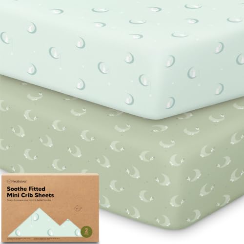 Image of 2-Pack Mini Crib Sheets Fitted, 38x26 Pack N Play Mattress Sheets (Lunaris) | Organic Cotton Sheets for Pack and Play Mattress, Soft, Breathable Playard Bedding Sheet, Mini Toddler Bed Cover, Boys, Girls