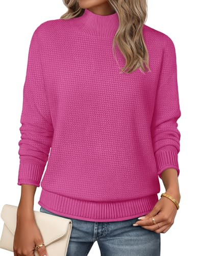 Image of MEROKEETY Women's Turtleneck Long Sleeve Sweater 2025 Fall Cozy Knit Loose Casual Trendy Pullover Tops Winter Clothes