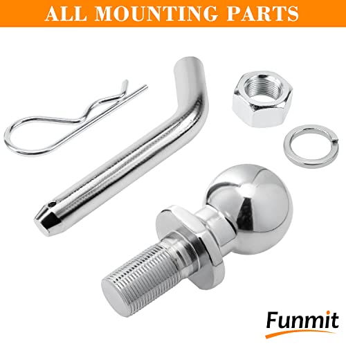 image for Funmit Trailer Hitch Ball Mount with 2 Inch Ball & Hitch Pin Clip, Sol