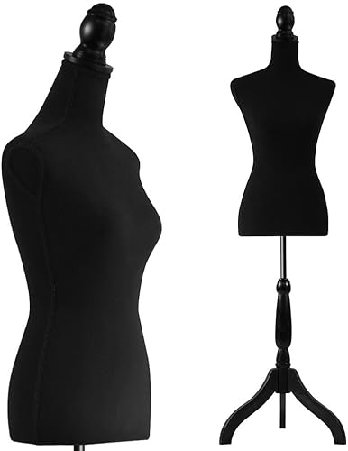 Miniatura 10 de SereneLife Torso de maniquí de cuerpo completo femenino realista, forma de vestido ajustable de 68.9 pulgadas con rotación de cabeza de 360°