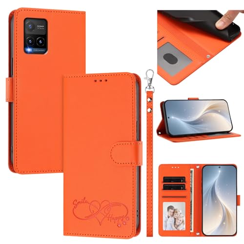 �X�}�z�P�[�X �Ή��@�� for Vivo Y33S 4G / Y21 (S) (E) 2021 / Y21T / Y33T �X�}�z�P�[�X�y�J�[�h�E�������[�X���b�g�t�� �E�H���b�g�f�U�C�� �t���b�v�X�^���h �����h�~�@�\�zOrange