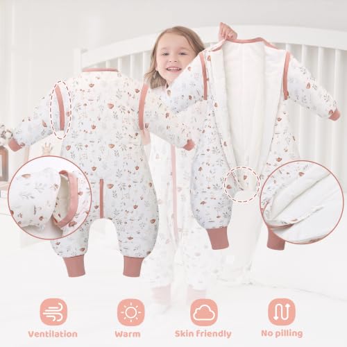 Image of LAT Winter Baby Sleep Bag with Feet,3-way zip Wearable Blanket with Removable Sleeves,Warm Sack for Toddler 2.5 TOG