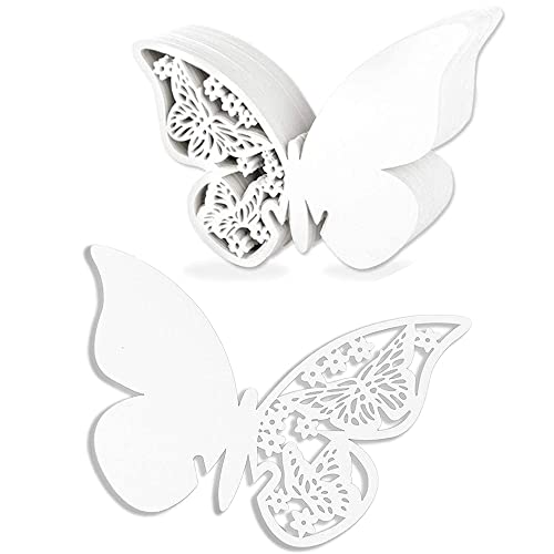 WUDZ 50 Pièces Papillon Place Carte, Mariage Décoration Carte De Placement Table Papillon, Nom, Pour Mariage, Anniversaire, Fête, Table, Blanc, Small