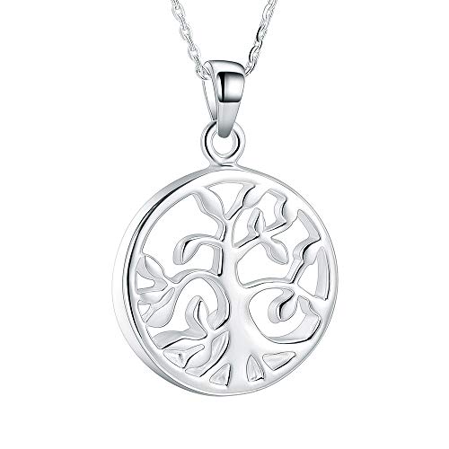 Cremation Jewelry Tree of Life Keepsake Urn Pendant for Ashes Necklace Memorial Locket Ashes Holder Jewelry for Women Men (Sterling Silver)