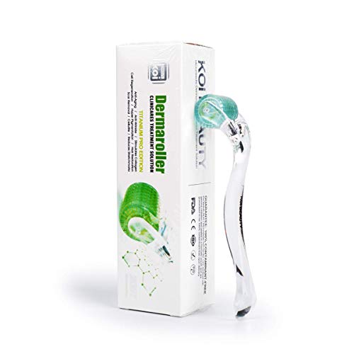 Koi Beauty Dermaroller 0.5mm/ Hair Rebrote Derma Roller/Microneedle antienvejecimiento/pérdida de cabello Arrugas Cicatrices de acné Piel picada Estrías Hiperpigmentación Cara Rodillos para ojos