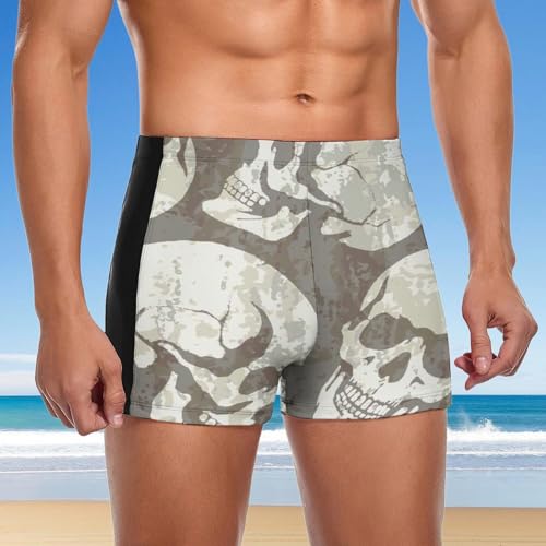 Boxer de bain homme crâne rétro élastique et résistant au chlore