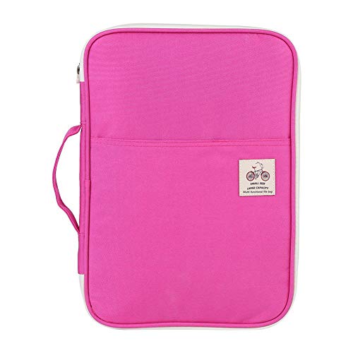 Leylor Porte-Documents - A4 Document Bag File Folder Portfolio Organizer Étui à Fermeture éclair pour Ordinateur Portable 13,8 * 9,8 * 1,4 Pouces (Rose Rouge) Cover