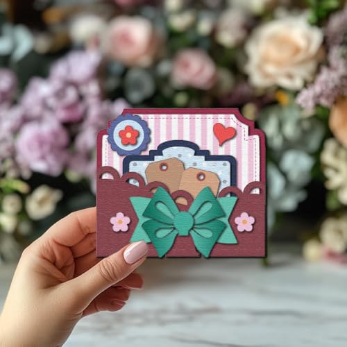 DELORIGIN Matrizes de corte de arco de cartão 3D, estêncil, metal, laço, cartão, recortes, scrapbook