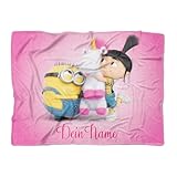 PICANOVA Personalisierte Minions Decke mit Name 200x150cm - Premiumqualität Kuscheldecke für Kinder - Persönlich Fleecedecke Fans von Despicable Me - Minion und Agnes