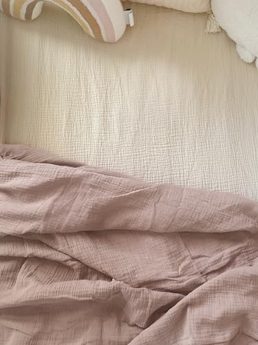 Image of Crib Sheets for Baby Boy Girl 2 Pack, Fitted Crib Mattress Sheet 28 inch x 52 inch, Muslin Toddler Bedding with Neutral Style, Nursery Bedding Essentials (Beige & Vintage Taupe)