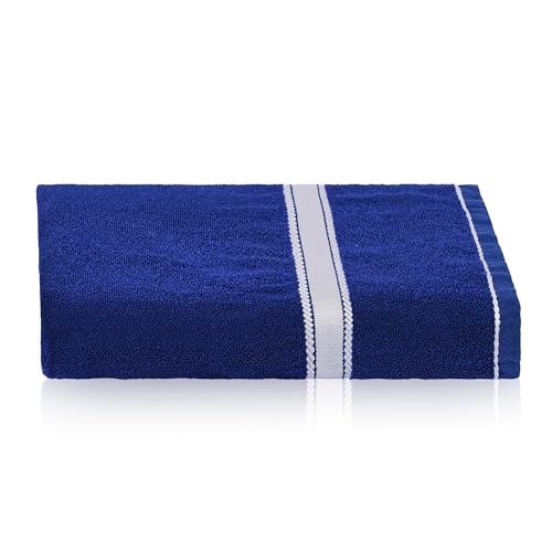 Image of Kuber Industries Pack of 3 Bath Towels for Men - Highly Absorbent 144 GSM Cotton Bathroom Towel With Silver Patti - 30x60 Inch Blue - for Bath, Gym, Travel