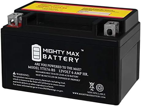 YTX7A-BS -12 Volt 6 AH, 105 CCA, Rechargeable Maintenance Free SLA AGM Motorcycle Battery