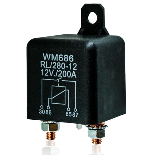 Selyse Relè di avviamento 200 A, 12 V, DC, a 4 pin, ad alte prestazioni, per auto, barche e veicoli da costruzione, interruttore on/off, relè RL/180