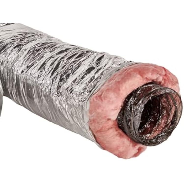 GAF Master Flow 4 X 25 Insulated Flexible Duct with R8 Insulation and Thermal Efficiency| Meets The UL181 Standard, The Duct ensures high Safety & Quality Standards, with a Heavy Duty Silver Jacket