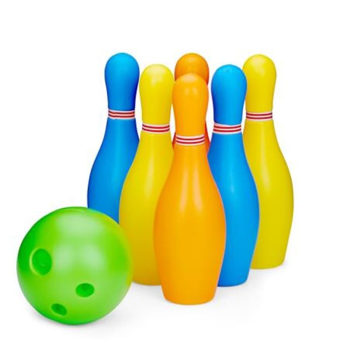 8PC Bowling Set Plastic with Colourful Bowling Pins and Bowling Ball Indoor and Outdoor Game for Kids Fun Creative and Educational Gift Present for Toddlers