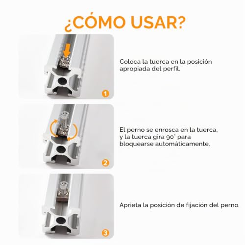 Miniatura 4 de Lyeteung 60 Piezas 20 Serie M3 T-Nut, Tuerca Cabeza Martillo, T-Slot Hammer Head Nut, Para 2020 2040 2060 Perfiles De Aluminio Extruido