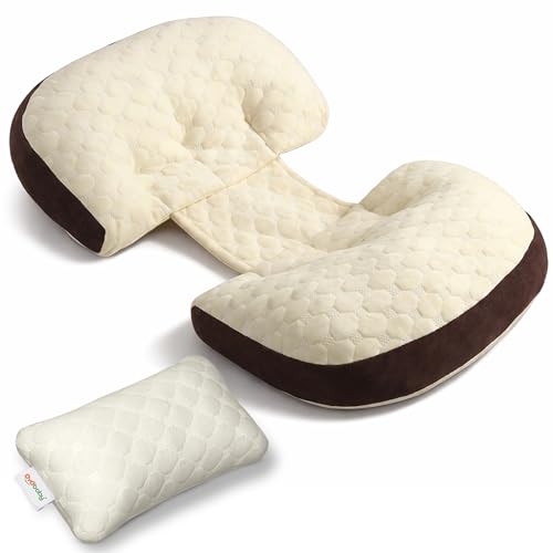 Image of OYO BABY Adjustable H-Shape Pregnancy Support Pillow | Velcro-Fit Back & Belly Support for Side Sleeping | Relieves Waist, Hip & Back Pain | Compact Maternity Body Pillow for Comfort - Coffee