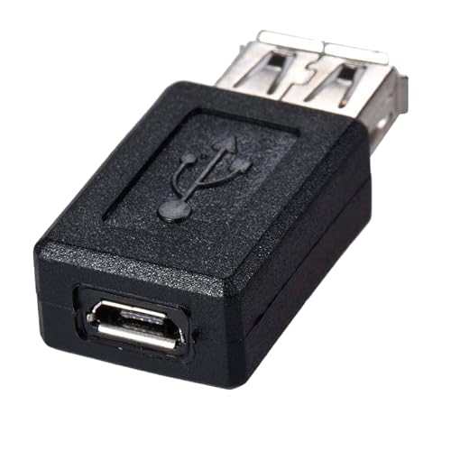 Adaptateur Micro USB Type B Femelle vers USB Type A Femme, Adaptateur Micro USB vers USB A, Convertisseur Micro USB vers USB A, Connecteur Micro USB vers USB A, USB 2.0 (480 Mbps), Plastique, Noir