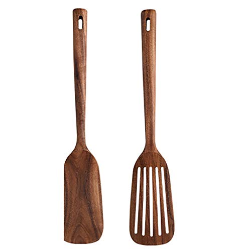 CTRLZS Wooden Kitchen Cooking Utensils,2 PCS Wooden Spoons and Spatula for Cooking, Sleek, Cookware for Home Use and Kitchen