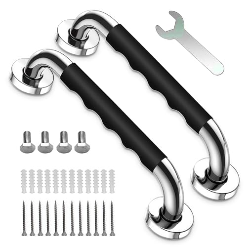 Haltegriffe für Senioren, 2 Stück Rutschfreier Haltegriff, 30cm Haltegriff Dusche Edelstahl Dusche Badewannengriff mit Schraube für WC Bad für und Menschen mit Behinderung