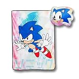 JUST FUNKY Sonic The Hedgehog Fleece Throw Blanket & Pillow | 45 x 60 Inches | Featuring Aesthetic S