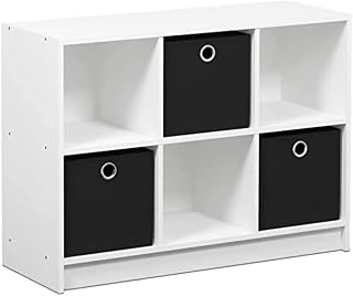Furinno Bookcases, Wood, White/Black, one size, 80.26 (W) x 59.94 (H) x 30.23 (D) cm