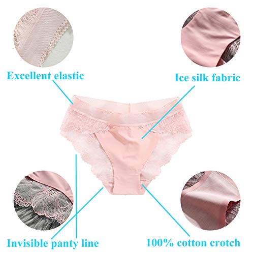 Seasment Women's Underwear Silky Comfy Lace Bikini Briefs Panties Size Xl Multicolor #TOP4