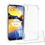 Funda Transparent de silicona suave de TPU + 2 x Protector de pantalla de vidrio templado para Huawei Y5 2019 (5.71 pulgadas)