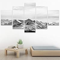SIGNWIN 5 Panel Canvas Wall Art Modern Art Expressive Landscape Modern Mountain Top Multicolor Photography for Home Decorations Ready to Hang - 60