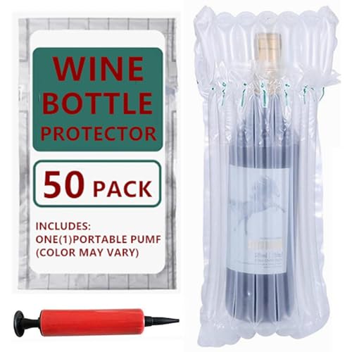 Wine Bottle Protector Bags (50 Pack) with Pump